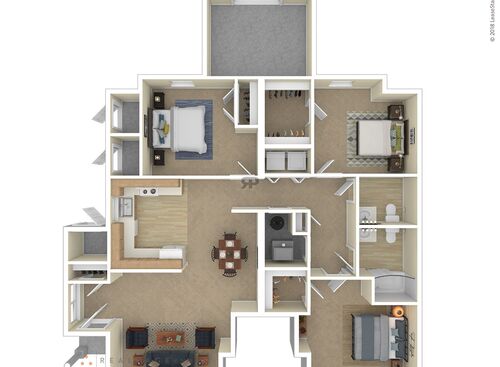 3 Bedroom: Beds - 3: Baths - 1: SqFt Range - 1281 to 1281