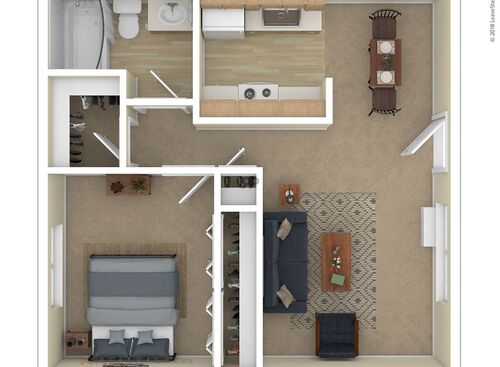 1 Bedroom: Beds - 1: Baths - 1: SqFt Range - 625 to 625