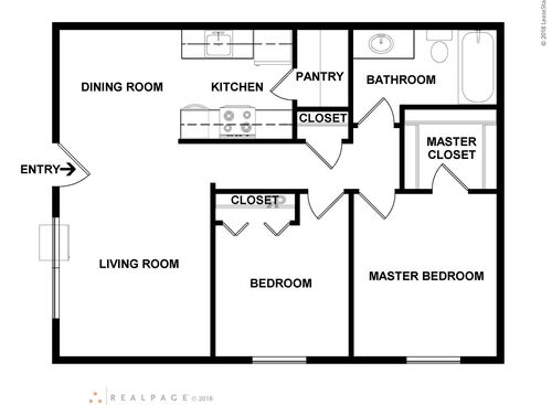 2 Bedroom: Beds - 2: Baths - 1: SqFt Range - 800 to 800