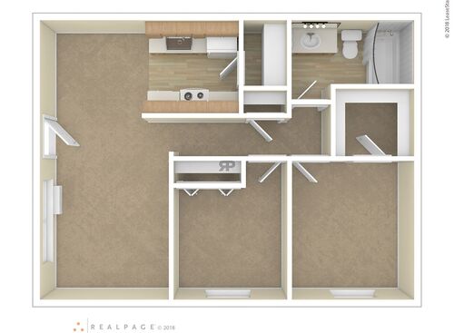 2 Bedroom: Beds - 2: Baths - 1: SqFt Range - 800 to 800