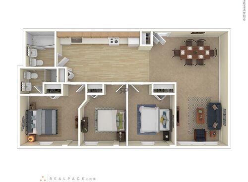 3 Bedroom: Beds - 3: Baths - 2: SqFt Range - 1110 to 1110