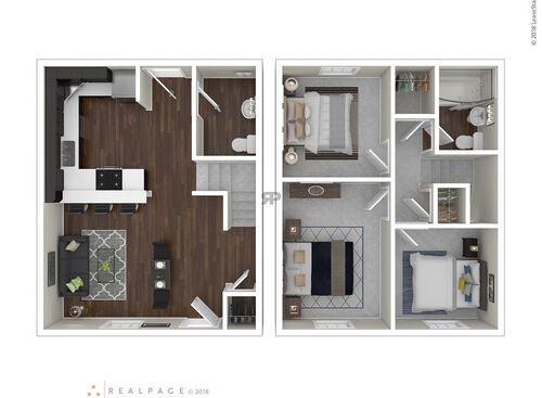 Three Bedroom Townhome: Beds - 3: Baths - 1.5: SqFt Range - 1335 to 1335