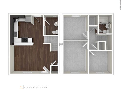 Three Bedroom Townhome: Beds - 3: Baths - 1.5: SqFt Range - 1335 to 1335