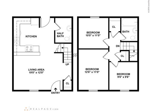 Three Bedroom Townhome: Beds - 3: Baths - 1.5: SqFt Range - 1335 to 1335