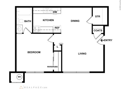 1 Bedroom: Beds - 1: Baths - 1: SqFt Range - 432 to 432