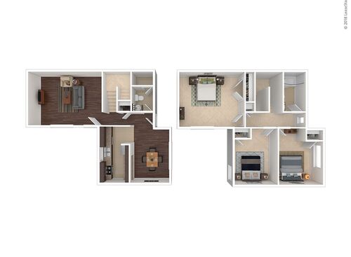 3 Bedroom Townhouse: Beds - 3: Baths - 1.5: SqFt Range - 1316 to 1316