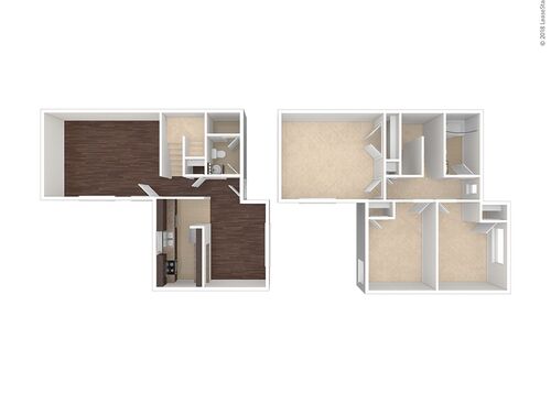 3 Bedroom Townhouse: Beds - 3: Baths - 1.5: SqFt Range - 1316 to 1316