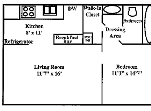The Ayers: Beds - 1: Baths - 1: SqFt Range - 694 to 694