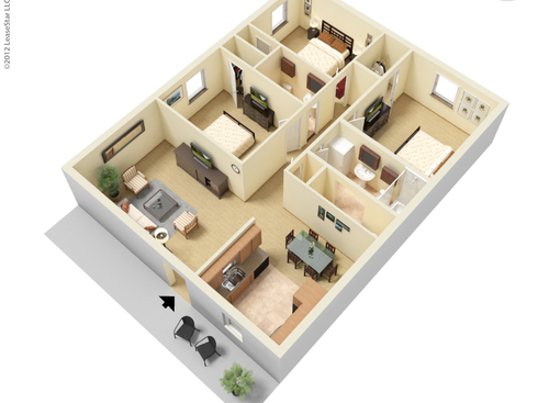 The Cambridge: Beds - 3: Baths - 1.5: SqFt Range - 1232 to 1232