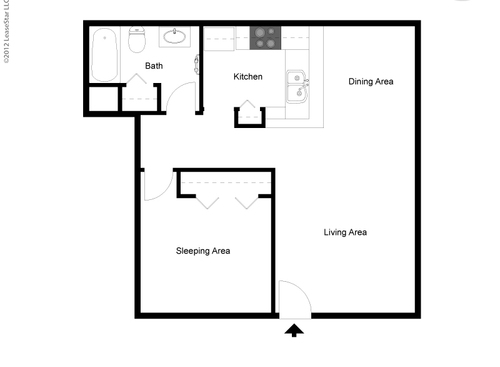 The Ashland: Beds - 1: Baths - 1: SqFt Range - 660 to 660