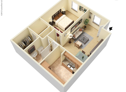 The Ayers: Beds - 1: Baths - 1: SqFt Range - 627 to 627