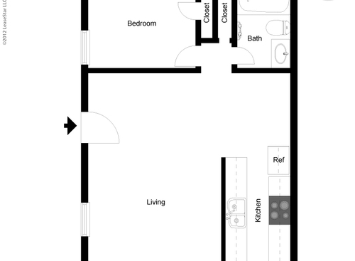 The Ashland: Beds - 1: Baths - 1: SqFt Range - 645 to 645