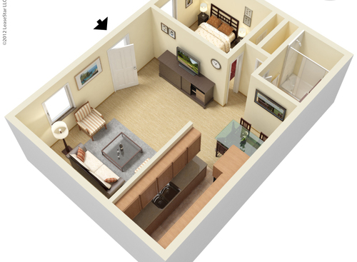 The Ashland: Beds - 1: Baths - 1: SqFt Range - 645 to 645