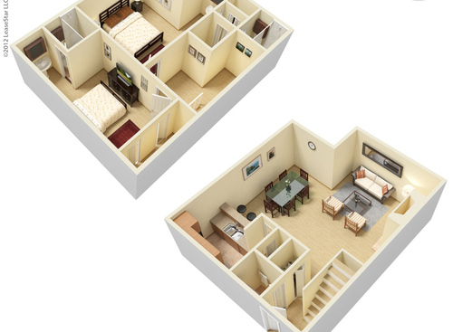 The Bolton: Beds - 2: Baths - 2.5: SqFt Range - 1325 to 1325