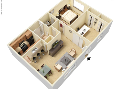 The Alder: Beds - 1: Baths - 1: SqFt Range - 762 to 762