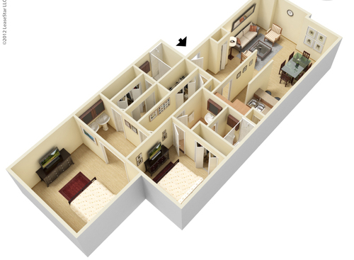 The Bleu: Beds - 2: Baths - 2: SqFt Range - 1230 to 1230