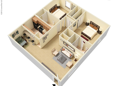 The Belmont: Beds - 2: Baths - 2: SqFt Range - 1008 to 1008