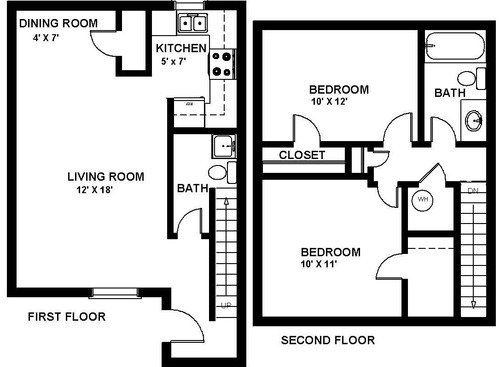 2 Bed 1.5 Bath Townhouse: Beds - 2: Baths - 1.5: SqFt Range - 975 to 975
