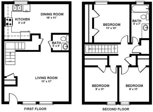 3 Bed 1.5 Bath Townhouse: Beds - 3: Baths - 1.5: SqFt Range - 1150 to 1150