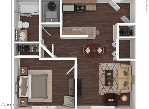 One Bedroom One Bath: Beds - 1: Baths - 1: SqFt Range - 637 to 752