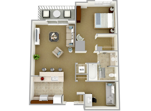 The Majestic 1 Bedroom with Den Apartment in Virginia Beach Town Center