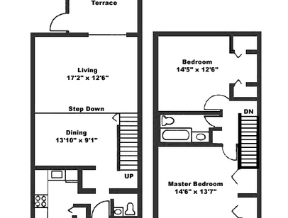 2 Bedroom 1.5 Bath - Townhome: Beds - 2: Baths - 1.5: SqFt Range - 1240 to 1240