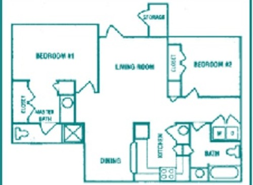 2 Bedroom/2bath Upstairs: Beds - 2: Baths - 2: SqFt Range - 934 to 934