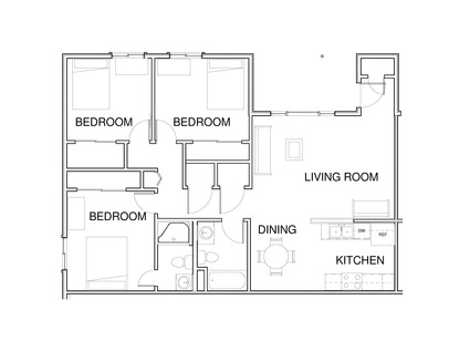 3 Bedroom: Beds - 3: Baths - 2: SqFt Range - 839 to 1050