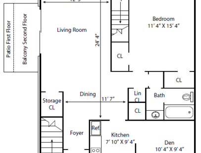 1 Bed 1 Bath Den Deluxe: Beds - 1: Baths - 1: SqFt Range - 846 to 846