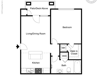 1 Bedroom Jr.: Beds - 1: Baths - 1: SqFt Range - 600 to 600