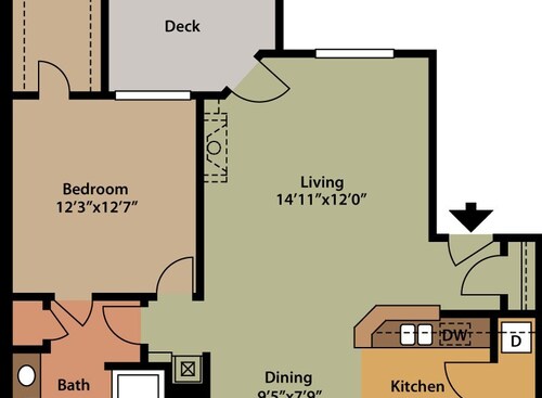 One bedroom / One bathroom: Beds - 1: Baths - 1: SqFt Range - 843 to 843
