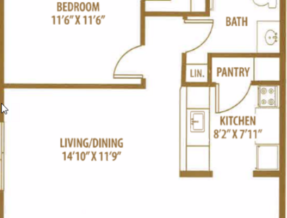1 BEDROOM: Beds - 1: Baths - 1: SqFt Range - 525 to 525
