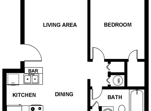 1 Bedroom: Beds - 1: Baths - 1: SqFt Range - 574 to 574