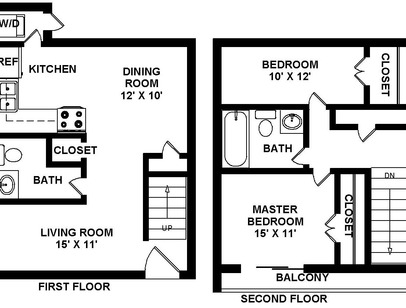 2 Bedroom TH: Beds - 2: Baths - 1.5: SqFt Range - 1127 to 1127