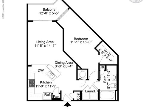 A-3: Beds - 1: Baths - 1: SqFt Range - 752 to 752