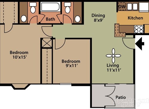 Cedar: Beds - 2: Baths - 1.5: SqFt Range - 828 to 828
