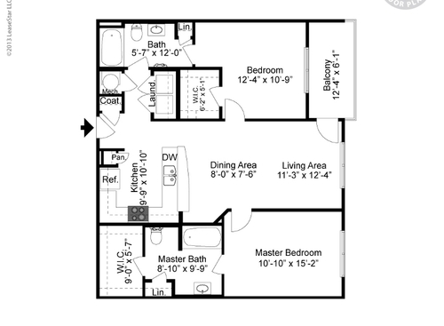 B-1 HC: Beds - 2: Baths - 2: SqFt Range - 1095 to 1095