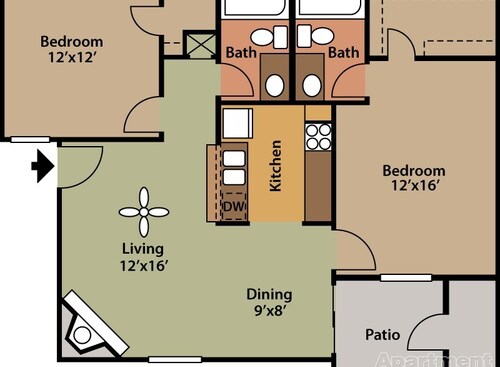 Dogwood: Beds - 2: Baths - 2: SqFt Range - 1012 to 1012