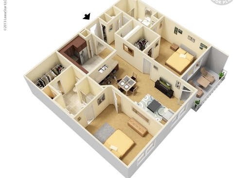 B-1 HC: Beds - 2: Baths - 2: SqFt Range - 1095 to 1095