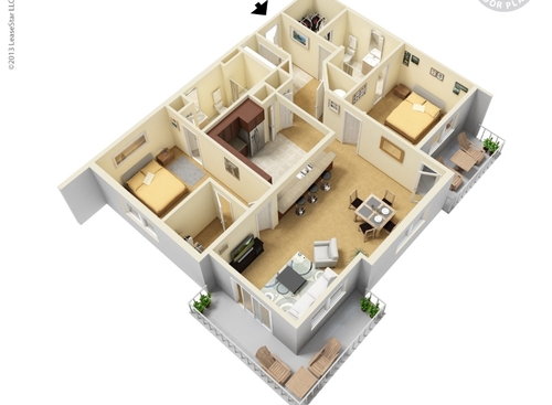 B-3: Beds - 2: Baths - 2: SqFt Range - 1183 to 1183