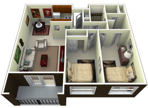 Willow: Beds - 2: Baths - 2: SqFt Range - 1050 to 1050