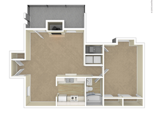 One Bedroom: Beds - 1: Baths - 1: SqFt Range - 725 to 725