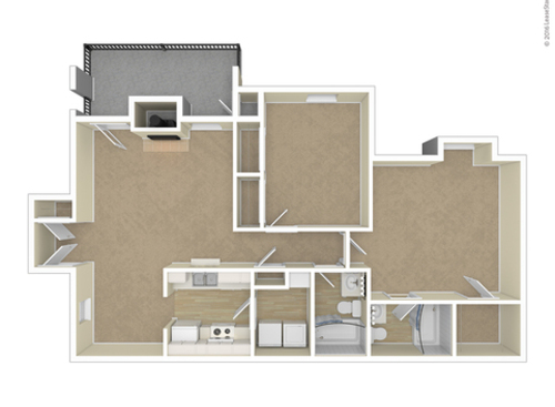 Two Bedroom: Beds - 2: Baths - 2: SqFt Range - 1025 to 1025