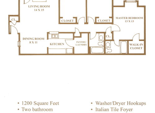 Three Bedrooom: Beds - 3: Baths - 2: SqFt Range - 1200 to 1200