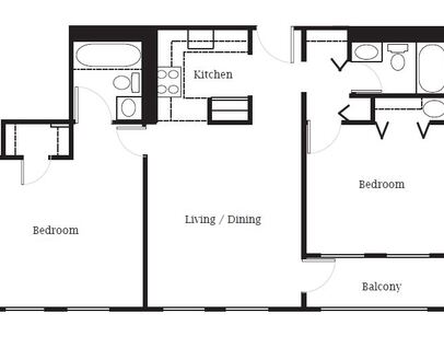 Two Bedroom Two Bath: Beds - 2: Baths - 2: SqFt Range - 950 to 950