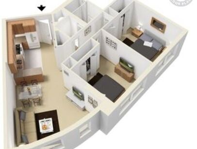 Two Bedroom Two Bath: Beds - 2: Baths - 2: SqFt Range - 970 to 970