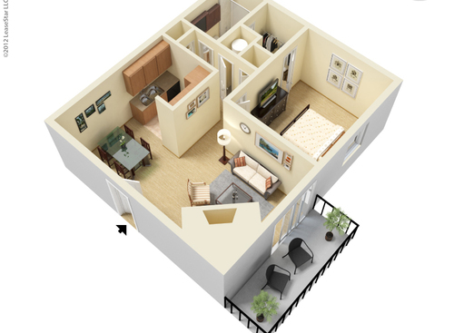 The Ayers: Beds - 1: Baths - 1: SqFt Range - 725 to 725