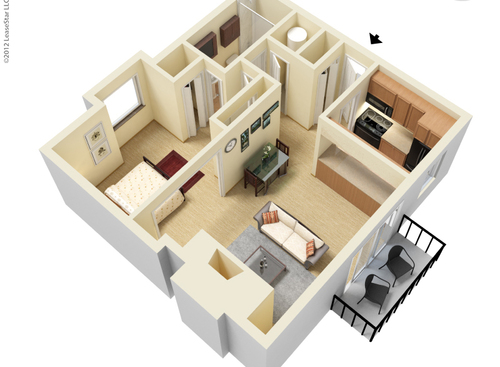 The Ashland: Beds - 1: Baths - 1: SqFt Range - 825 to 825