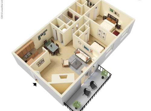 The Bonelli: Beds - 2: Baths - 2: SqFt Range - 1000 to 1000