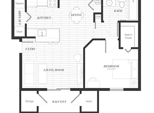 One Bedroom Luxury: Beds - 1: Baths - 1: SqFt Range - 800 to 800
